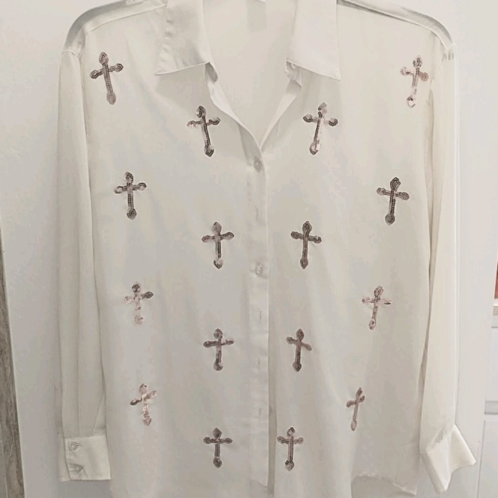 Long sleeve silky blouse